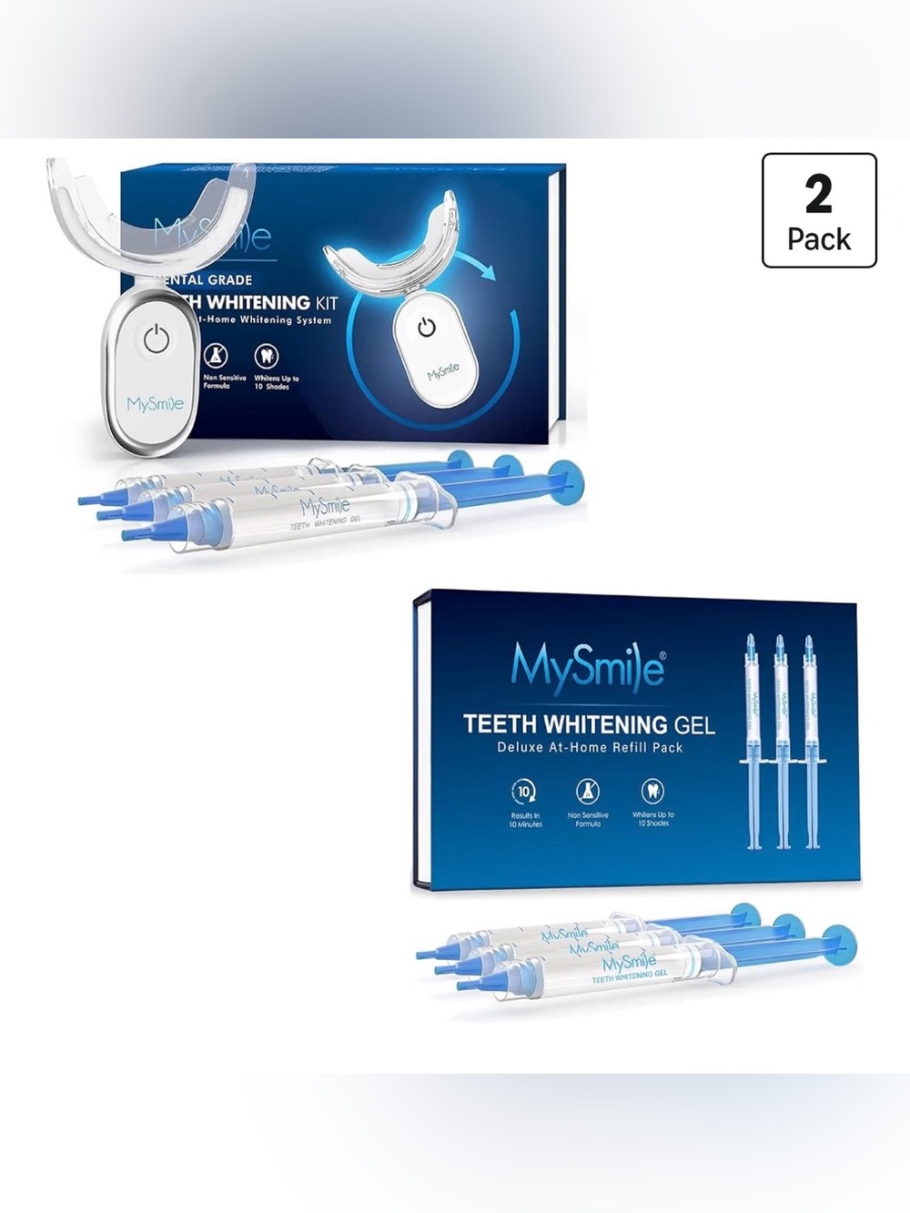 MySmile Teeth Whitening Kit for Sensitive Teeth with LED Light (2pk)